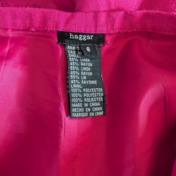 Haggar Women's Linen blend crop pants Fuchsia Hot Pink Summer Spring Size 6 - Picture 2 of 10
